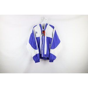 NOS Vtg 90s Mitre Mens Medium Spell Out Color Block Lined Hooded Soccer Jacket